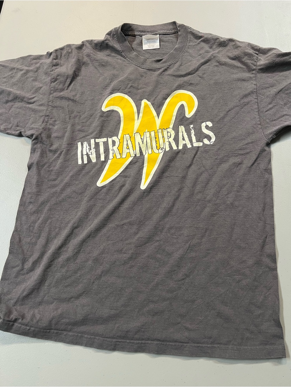 Port & Company Intramurals Graphic T-Shirt Gray Yellow Adult Large